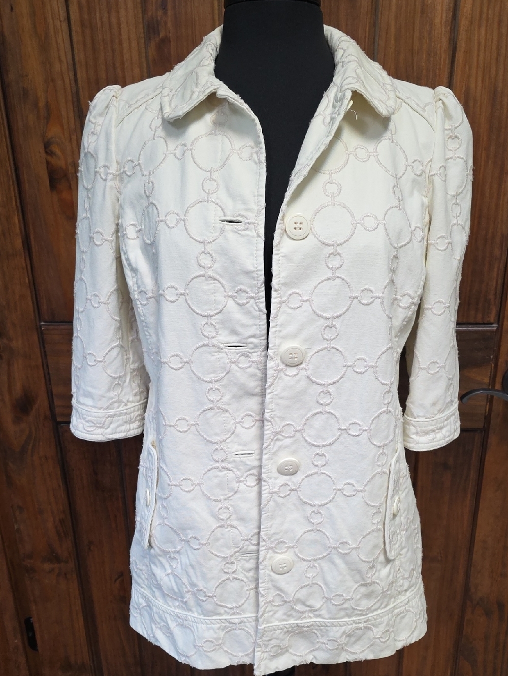 Vtg Juicy Couture Ivory Blazer Button-Front Jacket - Size M